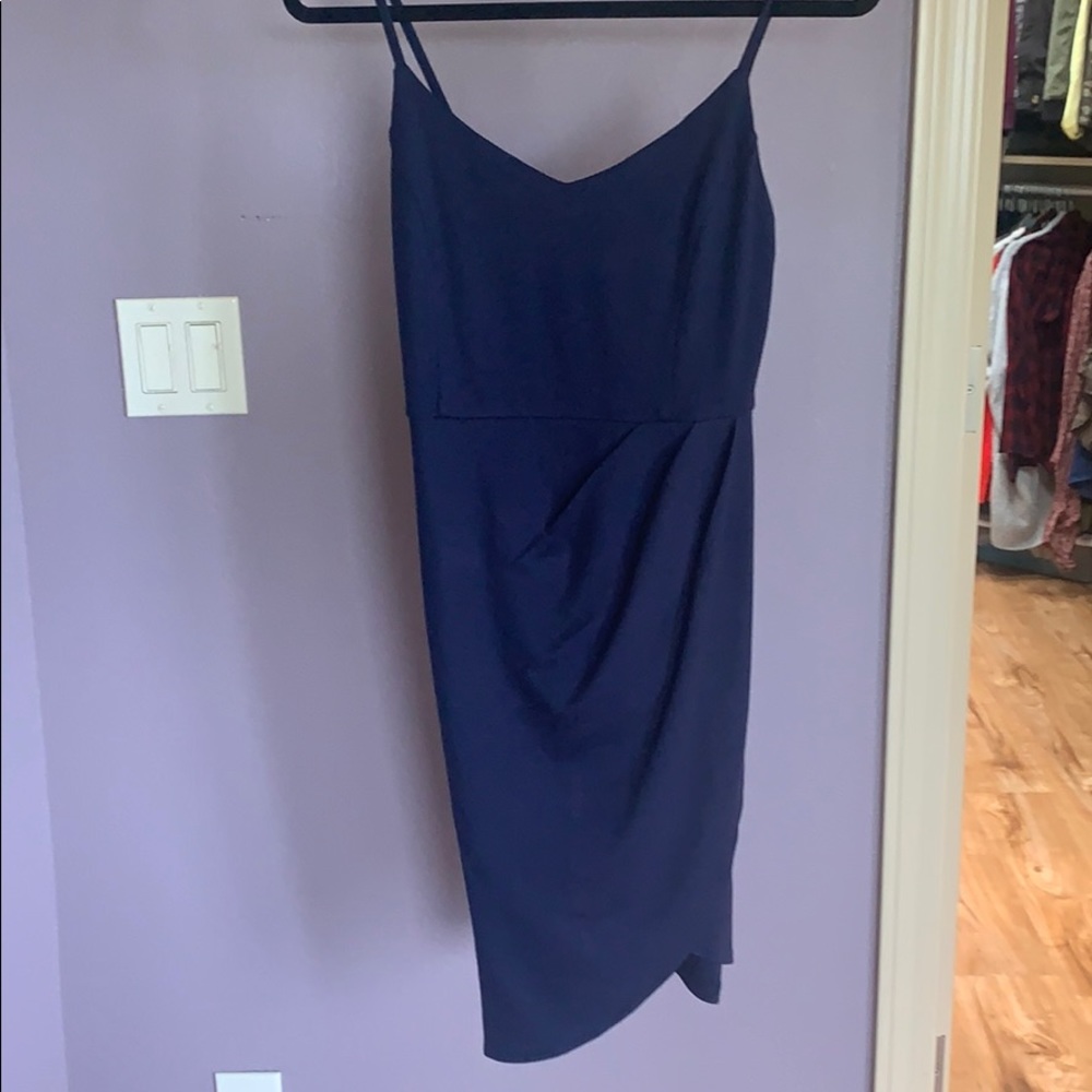 Navy wrap style dress